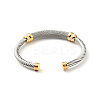 304 Stainless Steel Twist Rope Shape Open Cuff Bangle with Rhinestone for Women BJEW-D449-01GP-01-2
