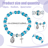 9Pcs 4 Styles Alloy Oval & Cross with Jesus Charm Bracelets BJEW-GO0001-35-2