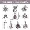 100 Pcs 10 Styles Tibetan Style Alloy Pendants sgTIBE-SZ0001-01AS-2