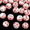 Floral Printed Porcelain Beads PORC-Q202-10mm-1-1