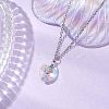 6Pcs 6 Styles Electroplated Clear AB Glass Star Moon Heart Pendant Necklaces NJEW-JN05146-3