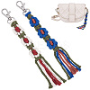 2Pcs 2 Colors Macrame Wristlet Cotton Pendant Decorations AJEW-GO0001-02-1