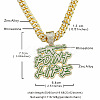 Hiphop Style Zinc Alloy Full Crystal Rhinestone Enamel Green Word Point Life Pendant Cuban Link Chain Necklaces for Men WG9A8ED-01-3