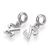 Platinum Rack Plating Alloy Rhinestone European Dangle Charms PALLOY-T048-36P-Z-2