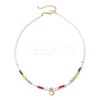 Valentine's Day 304 Stainless Steel Heart Pendant Glass Seed Beaded Necklaces for Women NJEW-MZ00146-03-2