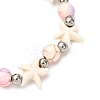 5Pcs Round & Starfish Synthetic Turquoise Beads & Brass Beads Stretch Bracelets Sets BJEW-JB12417-5
