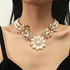 Alloy Crystal Rhinestone Flower Pendant Round Imitation Pearl Double Layer Necklaces for Women FS-WG4730C-01-1