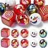 12Pcs 6 Styles Christmas Theme UV Plating Acrylic Round/Cube Beads OACR-YW0003-46-1