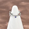 304 Stainless Steel Rhinetsone Open Cuff Rings for Women RJEW-K301-07P-01-3