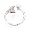 Adjustable 925 Sterling Silver with Cubic Zirconia Mermaid Fishtail Ring STER-T008-89P-3