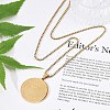 201 Stainless Steel Religion Flat Round Pendant Box Chain Necklaces for Women Men NJEW-R013-08G-2
