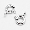 Anti-Tarnish Rhodium Plated 925 Sterling Silver Spring Ring Clasps STER-K167-076B-P-2