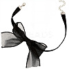 1Pc Gauze Bowknot Fabric Choker Necklaces for Women NJEW-CP0001-06B-1