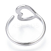 Non-Tarnish 304 Stainless Steel Heart Open Cuff Ring LS-RJEW-N040-24-3