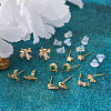 Fashewelry 12Pcs 6 Style Brass Micro Pave Cubic Zirconia Stud Earring Findings KK-FW0001-10-6