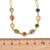 304 Stainless Steel Colorful Cubic Zirconia Flat Round Oval Link Chain Necklaces for Women LS-NJEW-A051-06G-5
