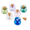 6Pcs 6 Colors Lucky Bag Shape Glass Cork Bottles Ornament AJEW-TA0001-73-1