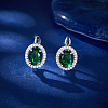 Sterling Silver Glass Oval Hoop Earrings for Women PM6315-2-2