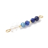 Faceted Round Natural Quartz Crystal & Lapis Lazuli & Kyanite Beaded Connector Charms PALLOY-JF03530-02-3