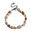 Natural Fossil Coral Beaded Bracelets for Women G-P563-07P-02-4