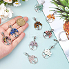 36Pcs 9 Colors Tibetan Style Alloy & Gemstone Chip European Dangle Charms PALLOY-FH00147-3
