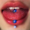304 Stainless Steel with Acrylic Round Ball Straight Barbell Tongue Rings FS-WG99CB2-10-1