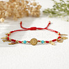 Stainless Steel Cross & Hamsa Hand & Medal Charms Braided Bracelets GU1131-2-4