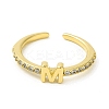 Clear Cubic Zirconia Initial Letter Open Cuff Ring RJEW-H120-09G-M-2