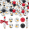 180Pcs 6 Styles Christmas Snowman Print Wood European Beads WOOD-PH0003-03B-1