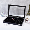 100 Slot Rectangle Dustproof Wood Jewelry Presentation Box AJEW-WH0323-46-4