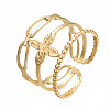 304 Stainless Steel Flower Open Cuff Ring X-RJEW-T023-95G-3