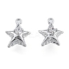 Brass Pave Clear Cubic Zirconia Charms KK-L207-001P-2