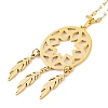 Woven Net/Web with Feather 201 Stainless Steel Boho Pendant Necklaces for Women NJEW-G087-06G-2