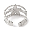 Flower 304 Stainless Steel Enamel Open Cuff Rings for Women RJEW-F166-21P-01-3
