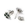 Enamel Clover with Crystal Rhinestone Stud Earrings with 316 Surgical Stainless Steel Pins EJEW-A081-12P-02-2