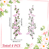 4Pcs Polyester Rayon Flower Embroider Thread Iron on/Sew On Patches PATC-HY0001-88A-2