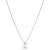 1Pc Stainless Steel Letter Rectangle Pendant Necklaces NJEW-LP0001-34Q-P-1