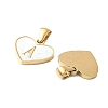 304 Stainless Steel Pave Natural White Shell Heart with Initial Slice Pendants STAS-R168-25G-A-2
