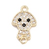 Brass Pave Clear & Black Cubic Zirconia Pet Puppy Connector Charms LS-KK-Z061-01G-02-1