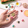 24Pcs 6 Colors Rack Plating Alloy Enamel Pendants ENAM-SC0007-18-3
