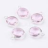 Silver Color Plated Brass Glass Flat Round Charms GLAA-M003-A-10S-1