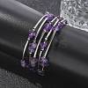 Natural  Amethyst Chip Warp Bracelets BJEW-JB01517-02-6