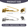 2Pairs 2 Colors Zinc Alloy Kilt Pins JEWB-FH0002-44-2