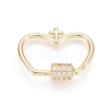 Brass Micro Pave Clear Cubic Zirconia Screw Carabiner Lock Charms ZIRC-L085-03G-1