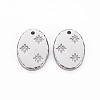 304 Stainless Steel Micro Pave Clear Cubic Zirconia Pendants STAS-N097-114P-NR-1