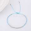 2mm Faceted Natural Amazonite Beaded Braided Adjustable Bracelets for Women PF2854-9-1