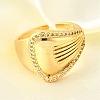 Brass Micro Pave Cubic Zirconia Adjustable Open Cuff Rings for Women RJEW-K292-12G-1