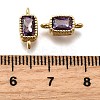 Real 18K Gold Plated Brass Micro Pave Cubic Zirconia Links Connectors ZIRC-L100-009G-03-3