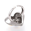 Brass Micro Pave Cubic Zirconia Adjustable Open Cuff Rings for Women RJEW-N051-07GP-3
