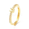 Clear Cubic Zirconia Initial Letter Adjustable Ring RJEW-C052-01G-U-1